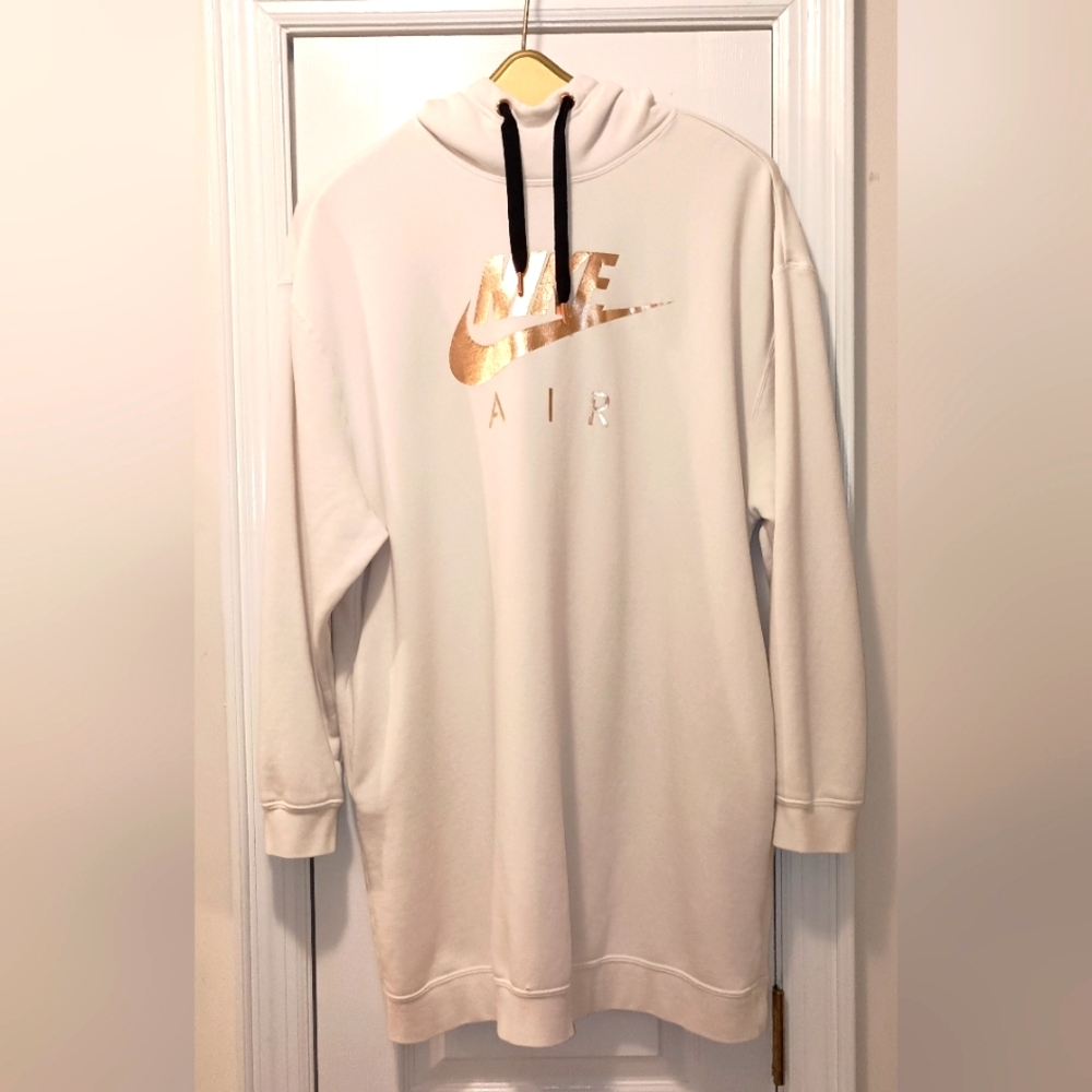 Nike Air off white oversized Hoodie with rose Gold Logo women's Med